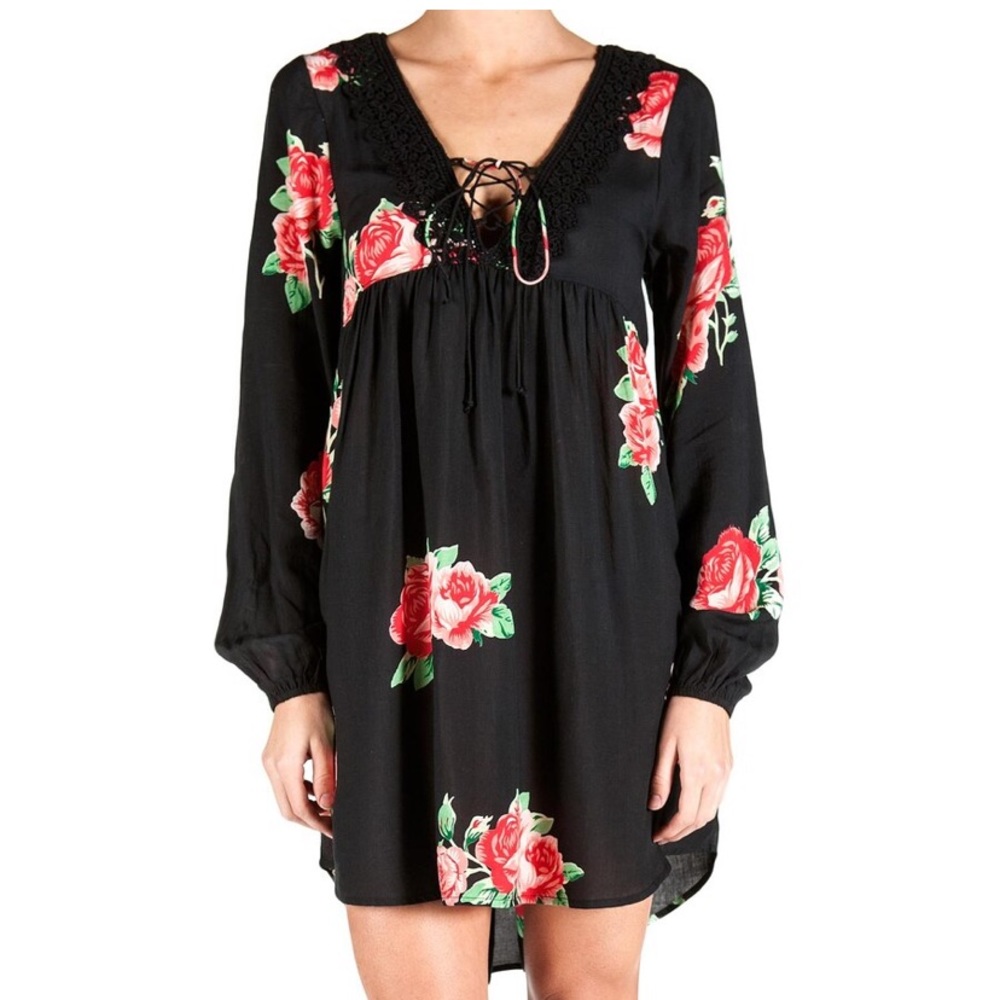 Element Wildflowers Black Floral Dress